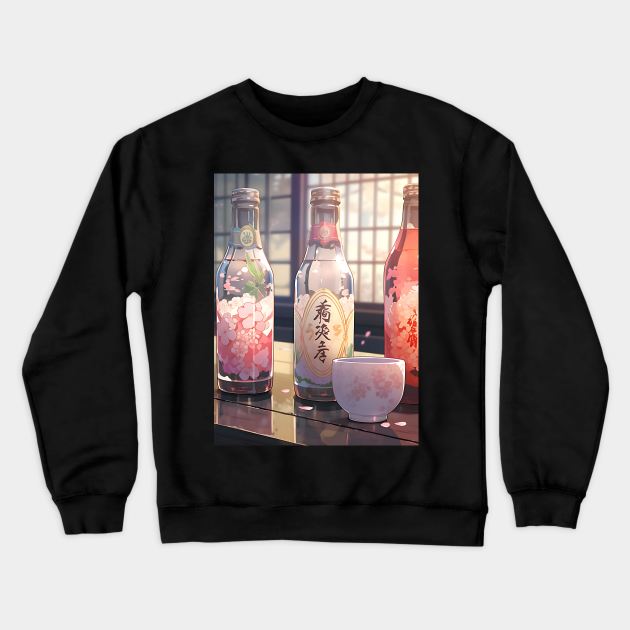 Japanese Sake - Anime Wallpaper Crewneck Sweatshirt by KAIGAME Art